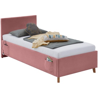 Meise Möbel meise.möbel Polsterbett Cool mit Lattenrost Cord Rosa Rose 90 x 200 cm