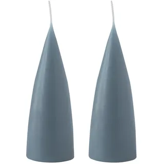 Kunstindustrien® Stumpenkerzen, Hergestellt in Dänemark, 43 Farben verfügbar, Kegel Kerze, Durchgefärbte Stumpenkerze lange Brenndauer von 15 Stunden, Kerzen Deko, 2 Stück, 6,5 x 16cm (Blau Grau)