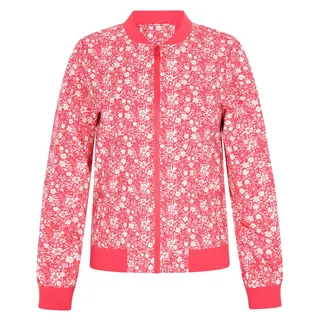 Damen Jacke rosa XXL mit Blumenmuster, Reißverschluss und Stehkragen - Rosa