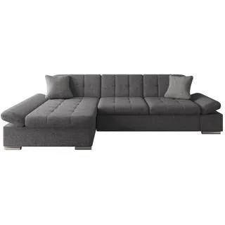 Mirjan24 Ecksofa Malwi mit Regulierbare Armlehnen Eckcouch mit Schlaffunktion und Bettkasten, L-Form Sofa vom Hersteller (Lux 06 + Lux 06 + Lux 05, Ecksofa: Links) - Dunkelgrau