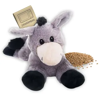 Habibi Plush Wärmekissen/Stofftier f. Kinder und Erwachsene – 1837 Esel mit Hirsefüllung, Wärmekuscheltier zum Erwärmen in der Mikrowelle/Backofen, ideal auch für Babys