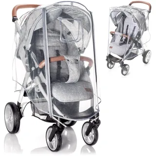Zamboo Universal Regenschutz Buggy mit vollständiger Frontöffnung - Regenverdeck Kinderwagen & Sportwagen mit Fenster und Doppel Reißverschluss zum Öffnen - transparent, schadstofffrei