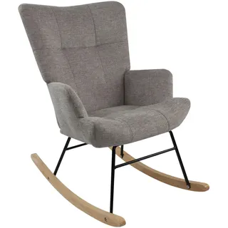 P & B Schaukelstuhl , Grau , Holz, Metall , Kautschukholz , massiv , 63x91x52 cm , Schaukelfunktion , Wohnzimmer, Sessel, Polstersessel