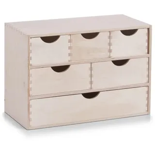 Zeller Present Regal , Naturfarben , Holz , Birke , Hartholz , 6 Schubladen , 40x20x28 cm , Holzmöbel, Holzregale, Bücherregale Holz