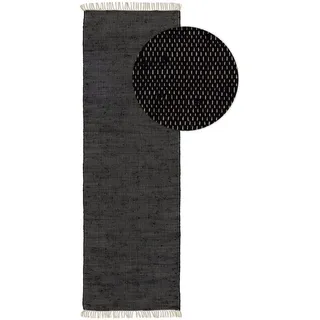 benuta Pop Teppich - 100, für Fußbodenheizung geeignet Teppiche - Schwarz 70x200 cm - Handgewebter Wohnzimmer Esszimmer, Schlafzimmer, Flur, Elegant 70 x 200 cm , Oeko-Tex® Standard ,