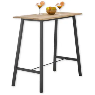 Stolkom Bartisch Kent Eiche Massivholz geölt, Hochtisch BxHxT 120x104x60 cm Industrial Style Eiche Massivholz geölt durchgehende Lamelle