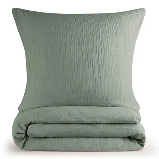 Blumtal Musselin Baumwolle Grün 135 x 200 cm + 80 x 80 cm