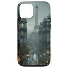 Hülle für iPhone 12/12 Pro Schicker Pariser Eiffelturm mit Blick auf die Straße