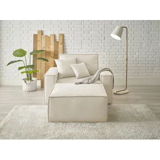 OTTO home Loveseat FINNLEY Cord 120 x 85 x 166 cm Beige mit Hocker