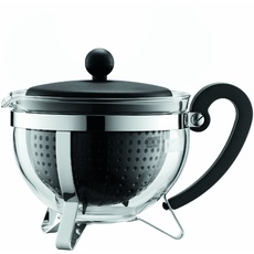 Bodum 1975-01-2 Chambord Teekanne, 1 L mit farbigem Plastikdeckel, Griff und Filter, schwarz