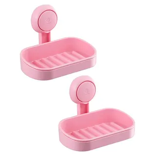 Seifenschale mit Ablauf 2 Stück Rosa Saugnapf Wandmontage max. 3 kg - Rosa