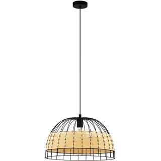 EGLO Pendelleuchte Anwick Ø 50 cm E27, schwarz / natur