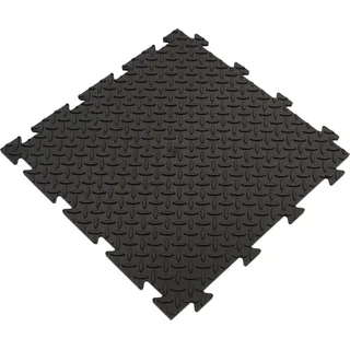 Gewerbeboden PVC Fliesen 8mm Garagenboden Industrieboden Klick-Verlegung schwarz, Farbe:Fliese - Noppen - schwarz