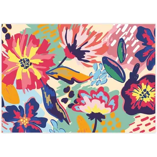 #detailverliebt 100 Tischunterlagen mit bunten Blumen-Motiv I DIN A3 eckig Platz-Set aus Papier modernes Design Einweg Tischset braun Gastronomie und Haushalt dv_1021