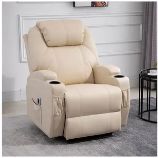 Homcom Massagesessel elektrisch Relaxsessel Fernsehsessel Liegefunktion Beige