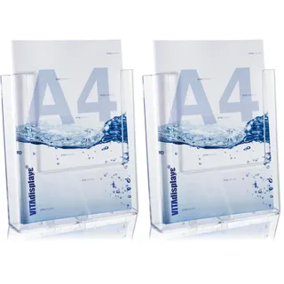 Taymar Prospekthalter, Wandprospekthalter DIN A4, transparent (Packung mit 2)