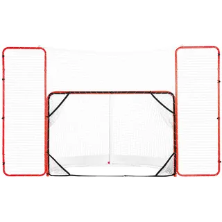 Vevor Hockeytor Streethockeynetz mit Rücklaufsperre und Zielen, Straßenhockey-Tor Hockeynetz, 310 x 183 cm Pro Hockey-Trainingstor-Set, tragbares Indoor-Outdoor-Hockeytor mit Netz, weiß/rot, Training