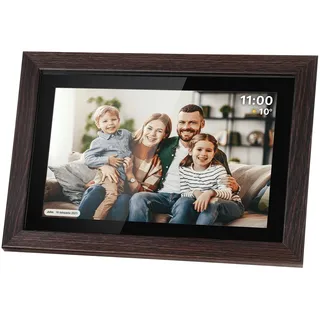 Kruger&Matz Digitaler Bilderrahmen FRAMEO 1280 x 800 px 10,1" Wi-Fi MicroSD Video Video Video Film Timer Wetter Holzrahmen KM1102