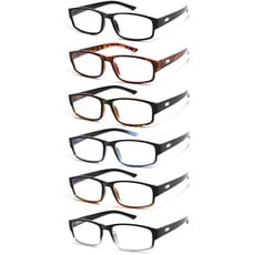 COJWIS 6 Pack Lesebrille für Herren Damen Blaulichtfilter Brillen Anti Blaulicht PC Gaming Modebrille Sehhilfe Lesehilfe (6 Farbe Mischen, 1.75, multiplier_x)