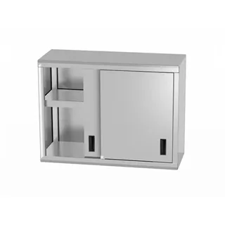 HENDI Wandschrank, Hängeschrank, mit Schiebetüren, geschweißt, Max. Tragfähigkeit pro Regalboden: ca. 70 kg/m2, mit speziellen Leisten für die Wandmontage geliefert, 800x300x(H) 600mm, Edelstahl
