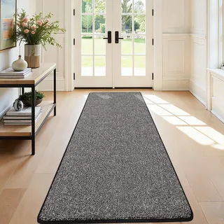 SHACOS Langer Teppich Läufer 80x200 cm rutschfest Flurläufer Lang Teppichläufer Flur Modern Küchenteppich Waschbar Bettvorleger Schlafzimmer Kurzflor Teppich Läufer für Flur, Küche, Eingang, Schwarz
