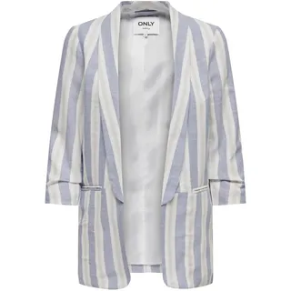 ONLY Damen ONLELLY-Caro 3/4 Linen TLR NOOS Blazer, English Manor/Stripes:Cloud Dancer & Gray Violet, 40