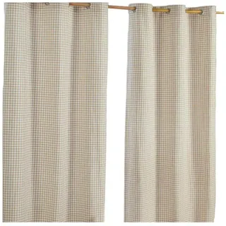 Homescapes Vichy-Karo Ösen 137 x 182 cm Beige/Weiß 2er-Set
