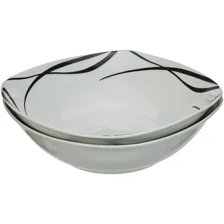 Mäser 991368 Serie Oslo, Obstschale oder Salatschüssel 2er-Set, klassisch, zeitlos, elegant, Porzellan, schwarz-weiß