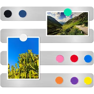 DUJEQM Magnettafel Memoboard Magnetwand Selbstklebend Magnetleiste, 30.77x4.77cm Edelstahl Metalltafel Magnetstreifen Magnetboard mit 10 Magnete für Büro Küche Pinnwand Dokumente Kühlschrank, 4 Stück