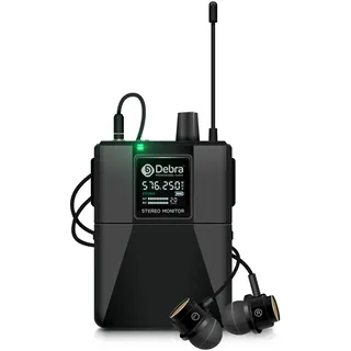 D Debra ST-102 UHF Drahtloses In-Ear-Monitor-System mit Ohrhörer,197Ft,Professionelles IEM-Stereosystem mit Sender und Beltpack für Studio,Veranstaltungen,Bandproben (Nur 1 Taschensender)