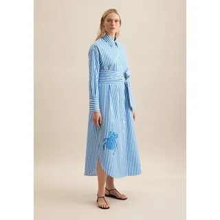 Sommerkleid SEIDENSTICKER "Schwarze Rose", Damen, Gr. M38, Normalgrößen, blau, 100% Baumwolle, gestreift, oversize, Kleider Sommerkleid, 1/1 Kragen Streifen