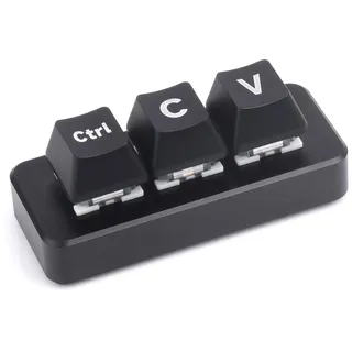 Waveshare Ctrl C/V Shortcut Keyboard for Programmers, 3-Key Keyboard, Adopts RP2040 Microcontroller Chip, Programmable Key Function, Dual Type-C Ports, Plug and Play Without Driver-Plus Version