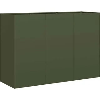 Pflanzkübel Olivgrün 120x40x80 cm Kaltgewalzter Stahl - Grün