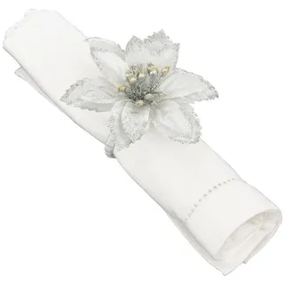 Atmosphera Createur d ́interieur Serviettenringe Weihnachtsstern 2er-Set , Silberfarben , Kunststoff , 9x7x9 cm , Dekoration, Weihnachtsdekoration