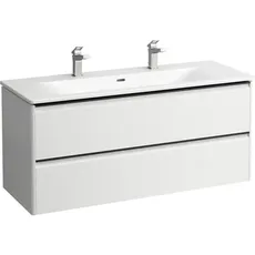 Laufen Palace Set, Waschtisch, 2 Hahnlöcher, Überlauf, inkl. Base Waschtischunterbau, 2 Schubladen, 1200x543mm, Griffleiste Aluminium schwarz, H861709, Farbe: Multicolor