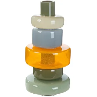Gilde "Vase Stack mehrfarbig H. 34,5 cm", Dekovase, Glas, stapelbar, Blumenvase, platzsparend, modern,