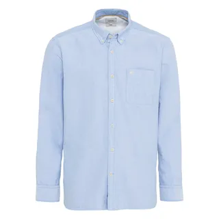 Langarmhemd CAMEL ACTIVE, Herren, Gr. M, N-Gr, blau (sky blau), Stoff, Obermaterial: 100% Baumwolle, unifarben, regular fit normal, Rundhals, 2-Knopf-Manschette, Hemden Langarmhemd, mit Button-Down-Kragen