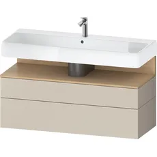 Duravit Qatego Waschtischunterbau, 1 Auszug und 1 Schublade, 1190x470x590mm, Nische Eiche Natur, QA4396030, Farbe: Taupe Supermatt/mit Nischenbeleuchtung