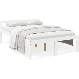 vidaXL Seniorenbett Weiß 135x190 cm Massivholz Kiefer - Weiß