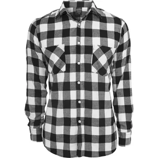 URBAN CLASSICS Flanellhemd Schwarz/Weiß L