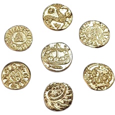 Wikingermünzen Vergoldetes Metall. Schatz der Wikinger. Ursprüngliche Geschenk-Gadget-Idee für Fans, Cosplay, Fantasie. Set 7 Reproduktion vikings coins
