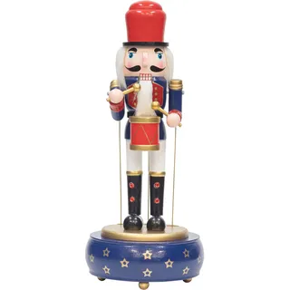 KI Store Spieldose Skulptur nussknacker Figur blau 32cm Handgemalte Schlagzeuger Nußknacker Musikdosen, spieluhr, Spieluhren, musikbox, Musikspieldose für Weihnachten, tisch deko Geschenk