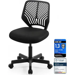 Bürostuhl Ergonomischer ohne Armlehne, mit Rollen & Höhenverstellung , Schwarz , Metall , 55x79x55 cm , Büromöbel, Bürostühle, Drehstühle
