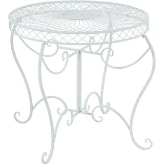 CLP Gartentisch rund Ø90 cm Metall weiß , Weiß , 90x69x90 cm , Gartenmöbel, Gartentische, Gartentische