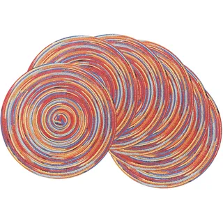 HEYOMART 6er Set Platzsets Rund Geflochtene Tischsets Abwaschbar Grau Regenbogen Platzsets Waschbar Hitzebeständig Platzdeckchen Weihnachten für Hochzeit, Fest, Küche, Dekor - 38cm