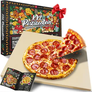 Heidenfeld XXL Pizzastein | 46.5 x 35.5 x 1.5 cm | Rechteckig | Pizza Stein für Backofen & Grill | Pizza Zubehör | Gasgrill | Steinplatte | Cordierit | Schamottstein | Pizzamaker