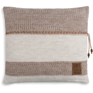 KNIT FACTORY - Roxx Kissen - Beige/Marron - 50x50 cm | Sofakissen mit Füllung und Bezug - Couchkissen - Zierkissen - Dekokissen - Traditioneller Look