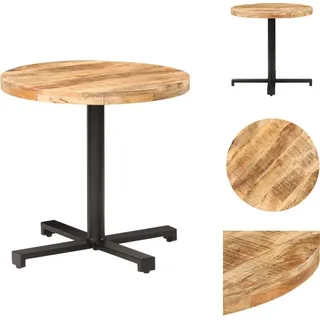 vidaXL Bistrotisch Rund Ø80x75 cm Raues Mangoholz - Esstische - Braun