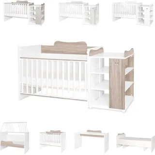 Lorelli Babybett Multi, Jugendbett, Schreibtisch, Wickeltisch, mehrfach umbaubar hellbraun - Braun