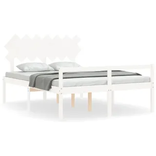 vidaXL Seniorenbett mit Kopfteil 140x190 cm Weiß Massivholz - Weiß